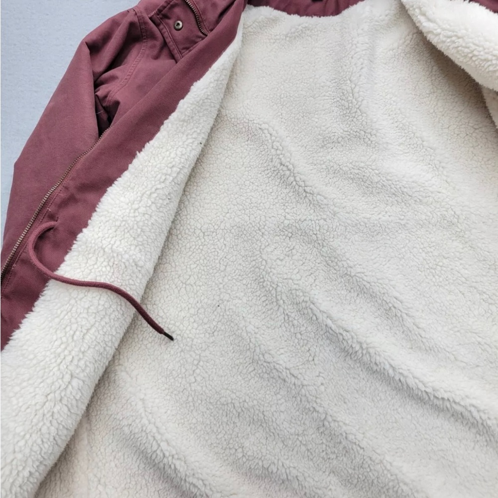 Universal Thread Sherpa Lined Canvas Winter Coat Zip & Snap Hood Insulat… - Picture 5 of 9